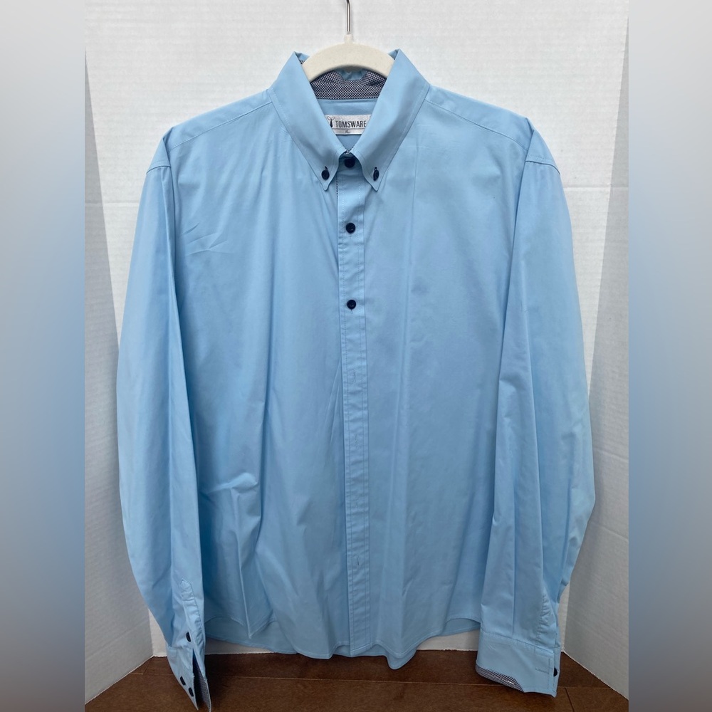 Tomsware Blue Button Collar Dress Shirt